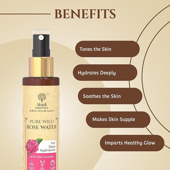 Pure Rose Water Facial Spray – Natural Hydrating Face Mist & Toner for Glowing Skin, Alcohol Free, All Skin Types