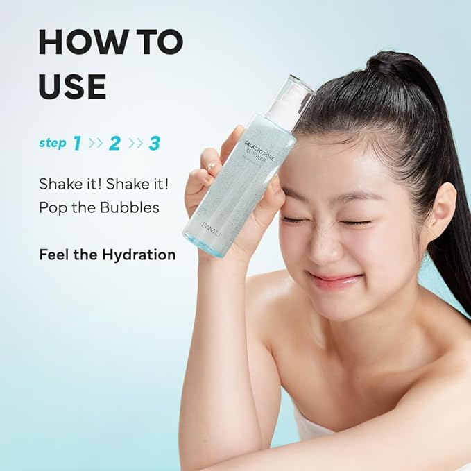 SAM'U Galacto Pore O2 Toner, Hydrating & Pore Care Toner, Oxygen Bubble & Galactomyces, Exfoliating for Sebum Control & Suitable for All Skin Types, Korean Toners, 6.08 Fl. Oz