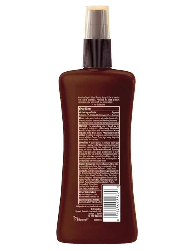 Hawaiian Tropic Protective Dry Oil Sunscreen, Spray Pump, SPF 15, 8 fluid ounce (PACK OF THREE)