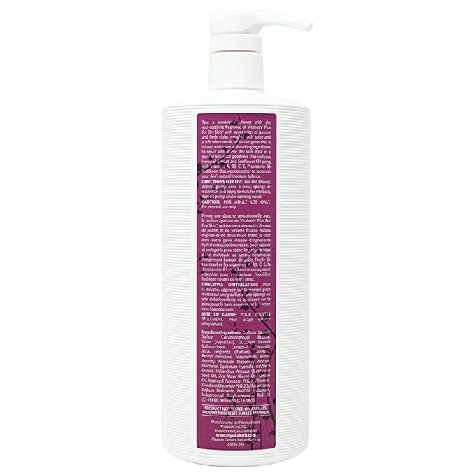 Vitabath Plus For Dry Skin Moisturizing Bath & Shower Gel Wash Nourishing Replenishing Oils Deeply Hydrate & Soothe Dryness - Body Cleanser Skin Restore & Foaming Gelee - 10.5 oz