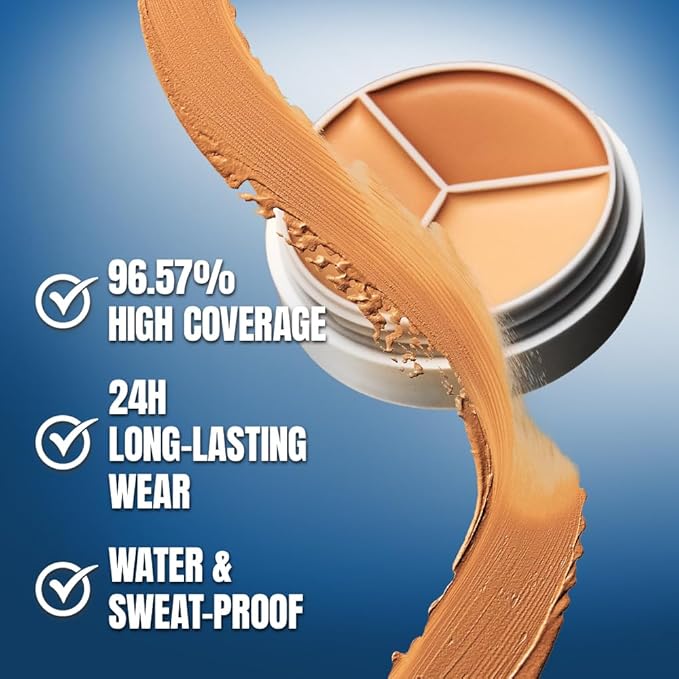 Multi-Use Pot Concealer - Triple Palette | High-Pigmented, Full Coverage & Crease-Proof | Korean Concealer for Dark Circles, Redness & Blemishes (01 Neutral, 0.52 Oz)
