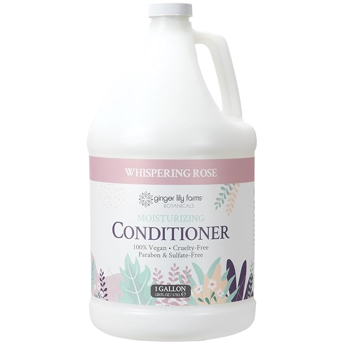 Ginger Lily Farms Botanicals Moisturizing Conditioner for Dry Hair, 100% Vegan & Cruelty-Free, Whispering Rose Scent, 1 Gallon (128 fl oz) Refill