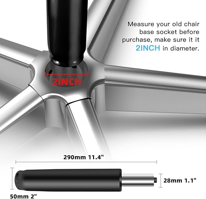 Adjustable Gas Lift Cylinder for Office Chairs, Black, 1000LBS Capacity