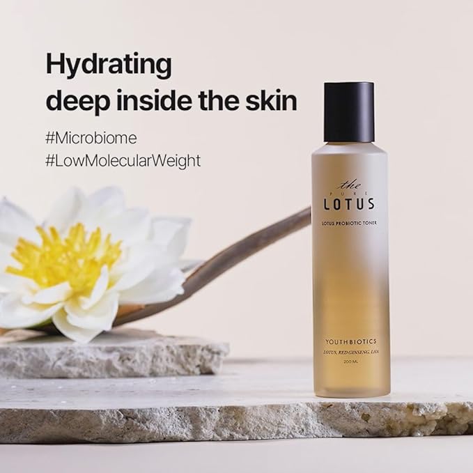 THEPURELOTUS Youthbiotics Lotus Probiotic Toner (6.7 fl.oz) - Fermented Lotus Hydrating pH-Balancing Facial Toner with AHA + LHA, Korean Vegan microbiome Skincare