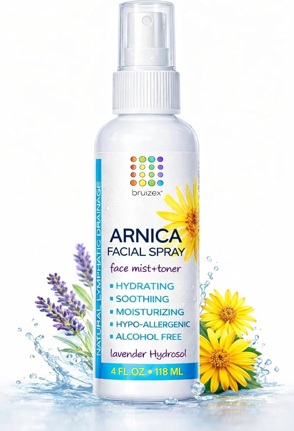 Bruizex Arnica Montana Hydrating Face Mist, Soothing & Rejuvenating Facial Spray, Face Toner for Sensitive Skin, Face Puffiness Reduction, Suitable for All Skin Types, Lavender Face Spray, 4 Fl Oz