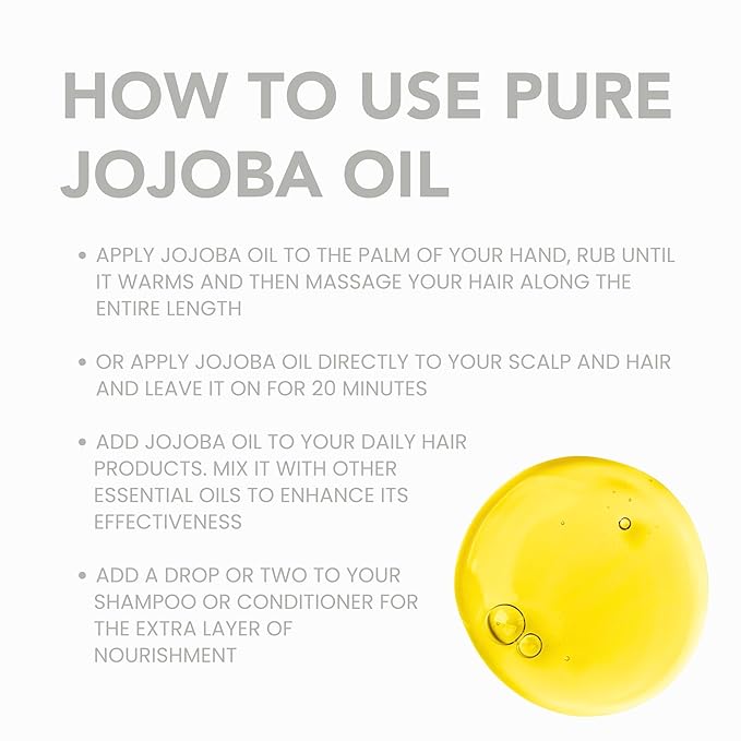 BodyJ4You Jojoba Oil for Face Skin - USDA Organic 100% Pure Cold Pressed - Facial Dermaplane Gua Sha Hair Growth Body Massage Nails Oil - Unrefined Carrier Hexane Free Natural - Base Carrier Wax