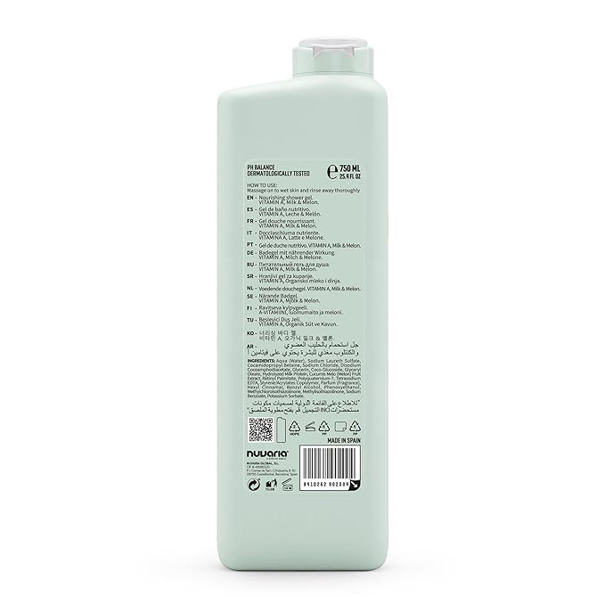 Dicora Urban Fit Nourishing Shower Gel - Hydrating Body Wash with Fruity Aroma - Gluten Free Womens and Mens Body Wash - Milk and Melon - 25.4 oz