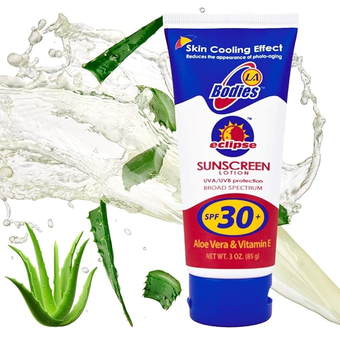 Sunscreen Moisturizing Face & Body Lotion (SPF 30) w/Aloe Vera for Cooling Sensation | Works with Acne Prone Skin | UVA UVB Protection Sunblock | 3oz | 3 Pack