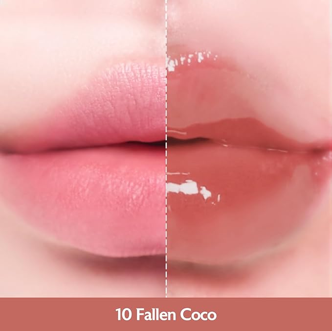 MILKTOUCH Jelly Fit Lip Tint (10 Fallen Coco) with Cooling Plumping Effect and Water-Based Non-Sticky Texture | Long Lasting Korean Beauty Lipstain Tinted Gloss Oil | Stocking Stuffers for Women