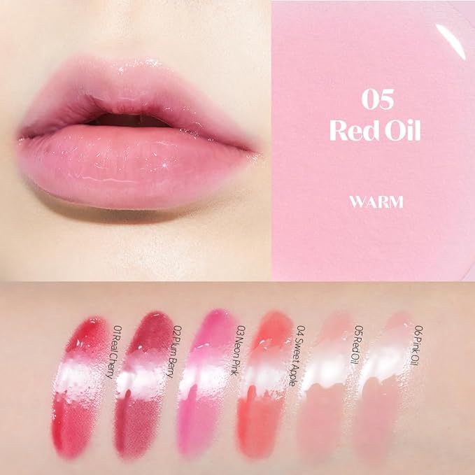 ETUDE Dear Darling Oil Tint #5 Red Oil (0.14 fl.oz) | High Moisturizing and Strong Hydrating Lip Oil/Lip Gloss | Smooth and Moist Lips | Non-Sticky Lip Oil Tint For Dry Lips | K-beauty