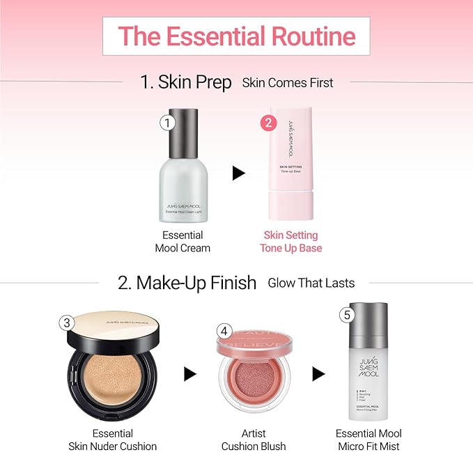 JUNG SAEM MOOL Skin Setting Tone Up Base 1.35 Fl Oz, Pink Luminizing Makeup Primer, Hydrating K-Beauty Base for Radiant Glow & Smooth Skin, Camu Camu for Vibrant Complexion, Longlasting, Korean Makeup
