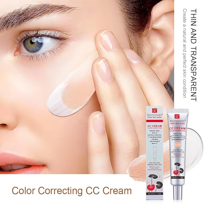 Color Correcting CC Cream Foundation, Invisible Pores Concealer, Rich In Centella Asiatic, Moisturizing And Waterproof CC Cream With Spf 25(LIGHT)
