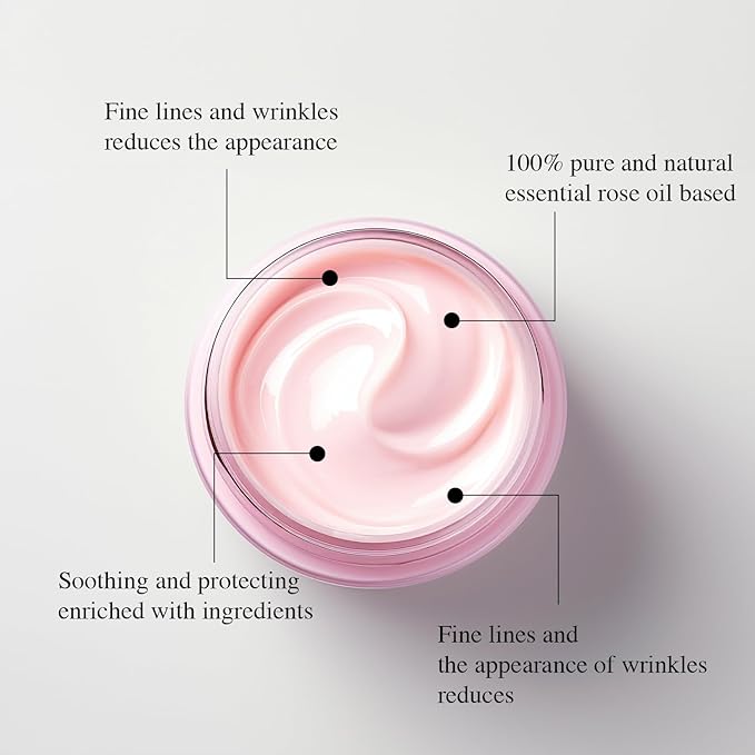 Deep Hydration Face Cream with 100% Pure Rose Oil | Anti-Aging Moisturizer for Dry Skin | Reduces Fine Lines & Wrinkles | Hydrates & Nourishes for Radiant Skin | All Skin Types