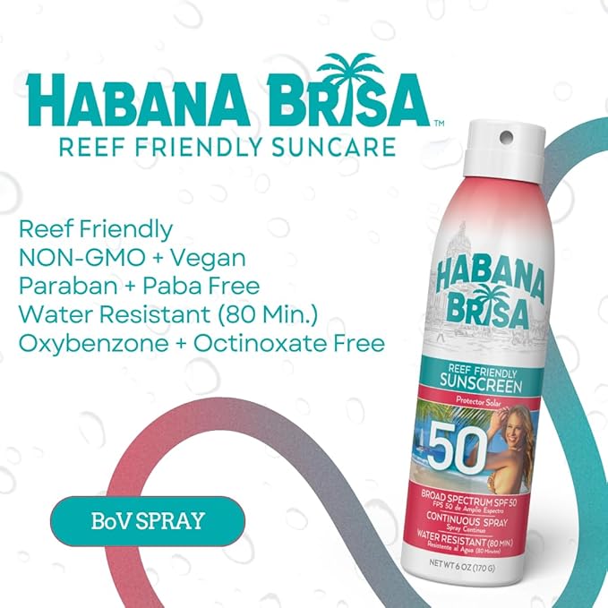 Reef Friendly Sunscreen Spray – Water-Resistant, Broad Spectrum, No Oxybenzone or Octinoxate, 360° Spray, 6 FL OZ (SPF 30, SPF 50, SPF 70) (6 Fl Oz (Pack of 1), 50, Sun Protection Factor (SPF))