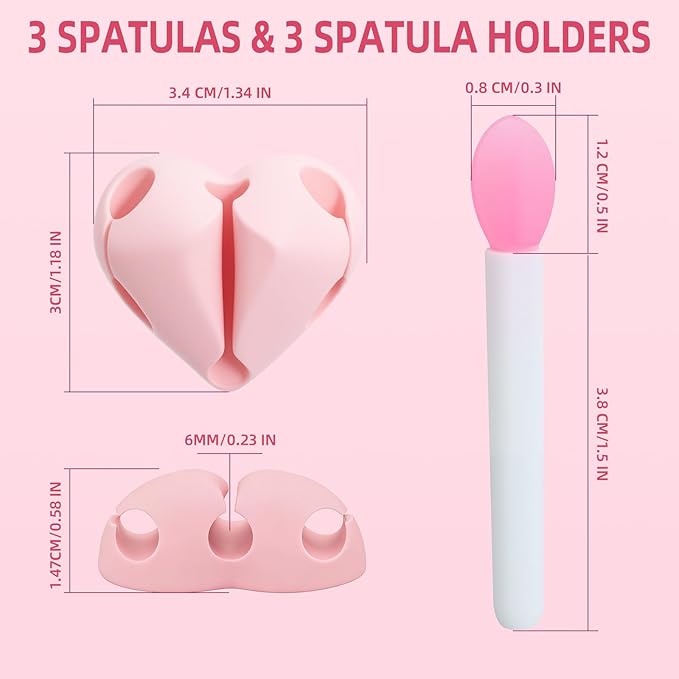 Spatula Holder Compatible with Laneige Lip Mask-3 Holers and 3 Spatulas,Protective Silicone Brush Holder Topper Compatible with Laneige Lip Mask Applicator