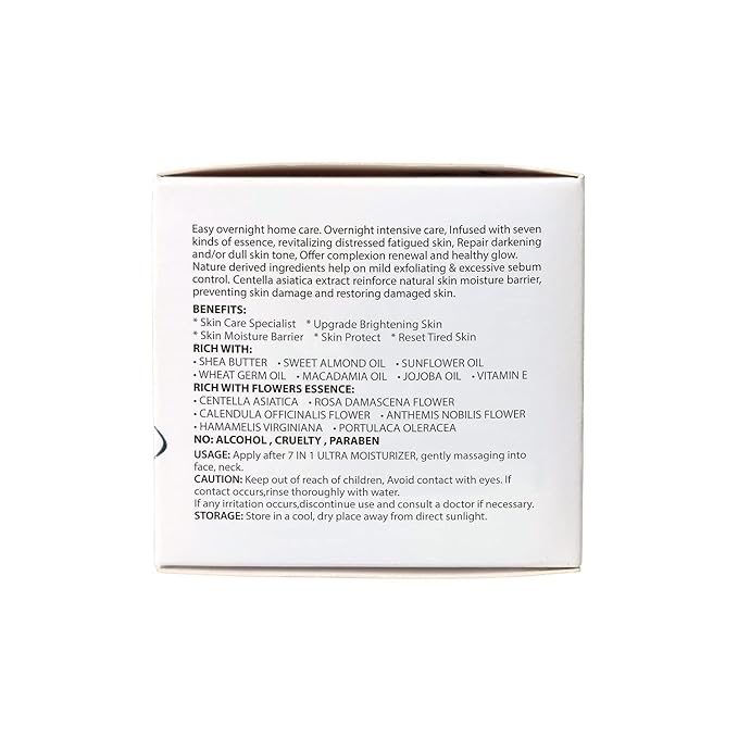 WBM Restoring Night Cream for Face, Anti-Aging Moisturizer with Hydro-Rich Essence. Skin-renewing face cream for a hydrated, youthful look. Size: 1.7 oz.