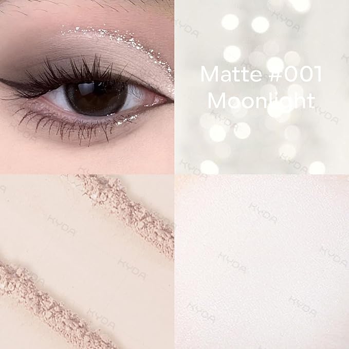 KYDA Beige Matte Single Eyeshadow, Multiuse for Matte Eyeshadow and Primer, Buildable Off White Eyes Shadow, Ultra-fine Lightweight, Crease-proof High Pigmented Formula, Moonlight