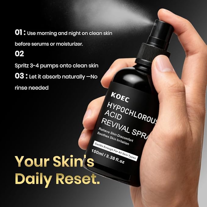 KOEC Hypochlorous Acid Revival Spray,Soothing & Purifying & Calming Face Toner & Cleanser for All Skin Types 100ml