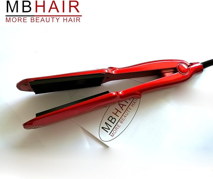 MBHAIR Ceramic Crimper Iron for Fluffy Hairstyle Curling Iron, Corrugation Crimper Hair Irons, Anti Static Ceramic Hair Crimping Iron Adjust Temperature (Red)