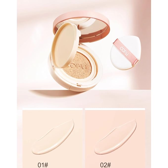 1 PC COFU Air Cushion CC Cream Foundation, Long Lasting Light Weight Moisturizing Foundation Cushion BB Cream with Refill (Ivory, 13g+13g)