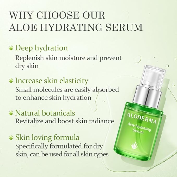 Aloderma Signature Aloe Vitality Hydrating Set - 6 Pieces - Gel, Cleanser, 2X Toner, Serum, Cream