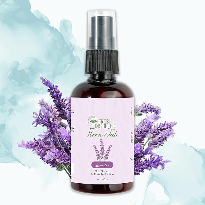 VK Pure Lavender Jal - Lavender Water - Toner, Face-Mist, Astringent & Face Spray- Ayurvedic Steam-Distilled for Oil-Control, Acne-Control, Skin Hydration (Pack of 1, 100 ml)