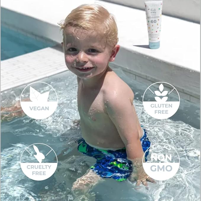 Sonrei Kids Zinq Mineral Face and Body Zinc Gel Athleisure Sunscreen SPF 60 | 3.4 fl oz (1 Pack)