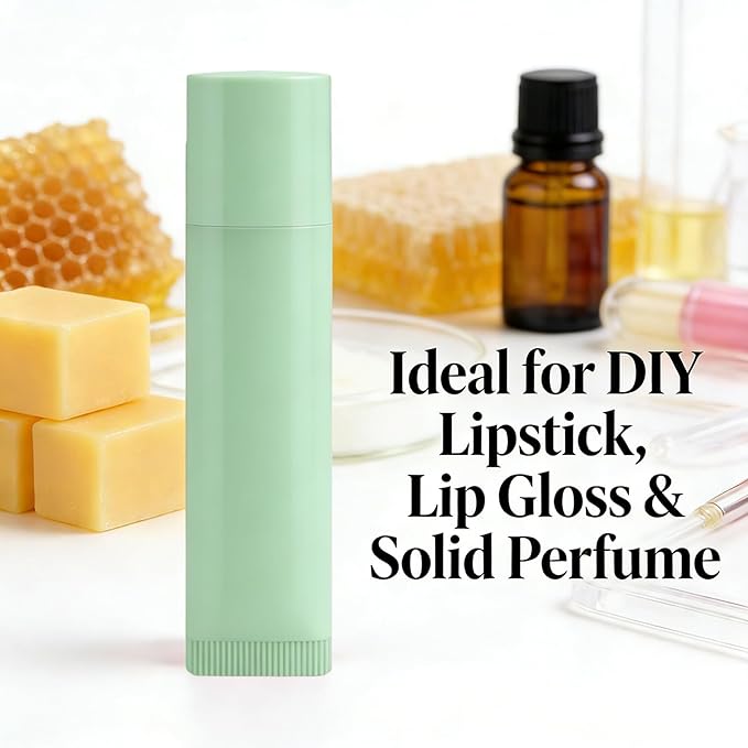 Value Pack of 100 Packs 5ml Empty Lip Balm Tubes, Leak-Proof Twist-Up Refillable Lipstick Containers for DIY Lip Balm，Lipstick, Lip Care Solid Perfume, Cosmetic Filling (Green)
