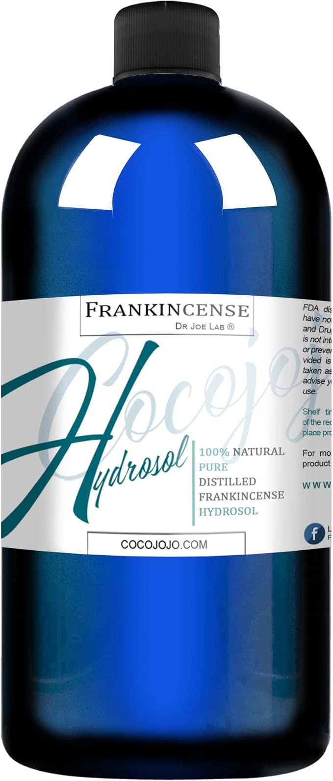 Dr Joe Lab Frankincense Hydrosol Spray Toner Floral Water Cleansing Hydrating Face Mist, for Hydration Pure and Natural for All Skin Types COCOJOJO Geranium HYDROSOL - 32 oz