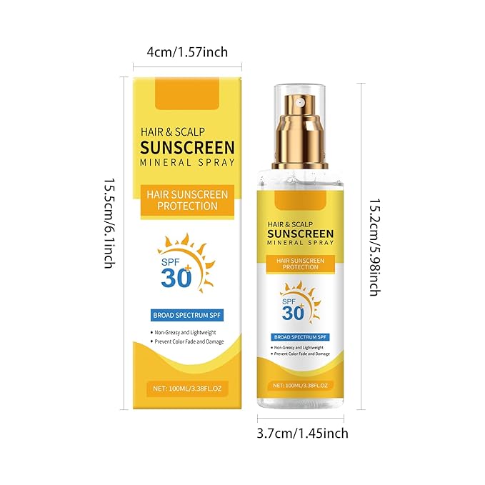 Hair & Scalp Sunscreen Mineral Spray, 2PCS Ultimate Hair & Scalp Sunscreen Spray SPF 30, UV Protection for Scalp and Hair, Lightweight Breathable, Beach Pool Essentials, for All Hair Colors and Types