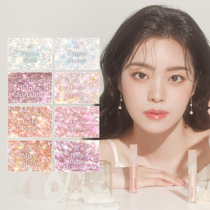dasique Starlit Jewel Liquid Glitter (05 Light Peach) | Twinkle Glitter Shadow | Korean Makeup | Shimmer Eye Make Up | Eyeshadow Eyeliner | Long lasting | Multi use | Quick drying