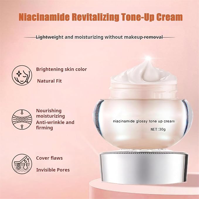 Niacinamide Revitalizing Tone-Up Cream, 30g Tone Up Cream, Niacinamide Makeup Cream, Makeup Concealer Foundation Oil Control & Long-Lasting (1Pcs, 30g)
