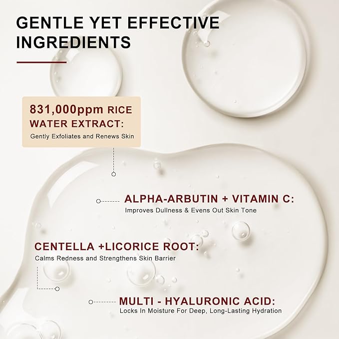 White Rice Peeling Ampoule Exfoliating Serum 80ml, Peel Shot Glow Exfoliating Face Serum, Soft Exfoliating Body Scrub Dead Skin Cells, Whitehead Blackheads Remover for All Skin Types korean skin care