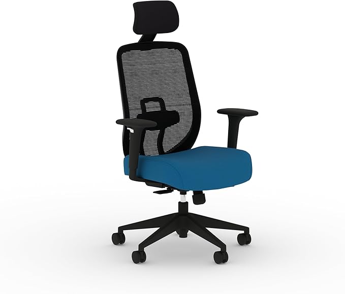 HON Altern Ergonomic Office Chair with Headrest, Arms, Wheels, Foam Cushion Seat, Mid Back Home Office Desk Chair Comfy, Gaming Chair, Height Adjustable Arms, Synchro-Tilt, Black Frame, Peacock