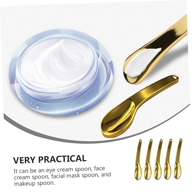 HEALLILY 5pcs Makeup Supply Zinc Alloy Face Cream Eye Cream Spoon for Skincare Golden Facial Mask Scoop Travel-friendly Design