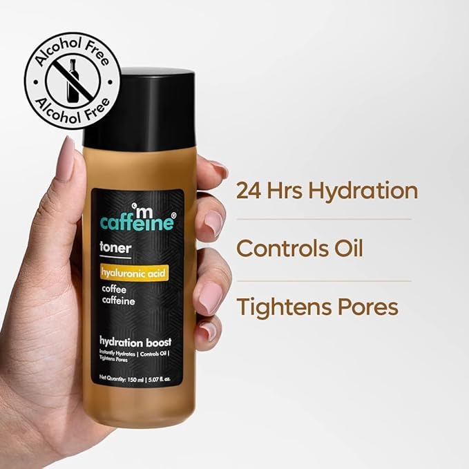 Coffee Toner with Hyaluronic Acid for 24H Hydration & Oil Control | Pore Tightening Face Toner - Instantly Hydrates & Refreshes Tired Skin | Toner for Men & Women | Alcohol-Free -150ml