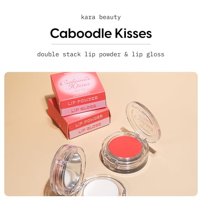 Kara Beauty Caboodle Kisses Lip Powder & Gloss Duo – Pinkie Boots | 2-in-1 Korean Makeup Tint & Gloss Stack | Lip Stain + Glossy Finish | Makeup Must-Have | Lip Makeup for Soft Blush & Bold Lip Looks