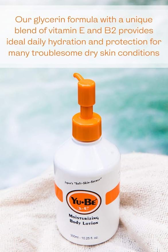 Yu-Be Body Lotion for Dry, Sensitive Skin – Non-Greasy, Fast-Absorbing Hand & Body Moisturizer Pump Bottle, 10.25 fl oz