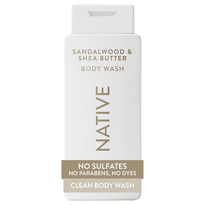 Native Body Wash Contains Naturally Derived Ingredients | For Women & Men, Sulfate, Paraben, & Dye Free Leaving Skin Soft and Hydrated | Sandalwood & Shea Butter 18 oz