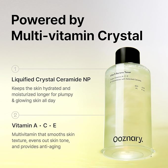 Vita 3 Aurora Toner with Vitamin ACE and Triple Centella and Sea Buckthorn Water for Radiant Glow & Extra Hydration | Korean Skin Care | 6.76 fl.oz 200ml