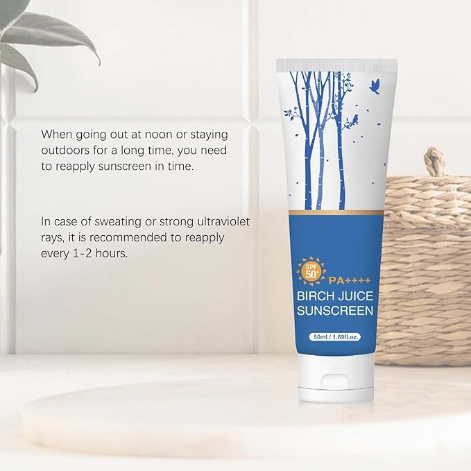 Birch Juice Sunscreen SPF 50+ - Daily Hydrating Facial Sunscreen, Broad Spectrum UVA/UVB Protection, Non-Greasy Moisturizer for Sensitive Skin, Vegan & Cruelty-Free 1.69 fl.oz (1)