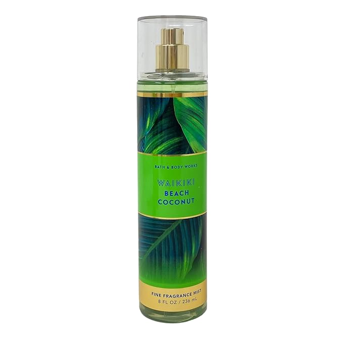 Bath & Body Waikiki Beach Coconut - Deluxe Gift Set - Fine Fragrance Mist, Body Wash, Body Lotion and Body Scrub with a Wild Jasmine Bar Soap.