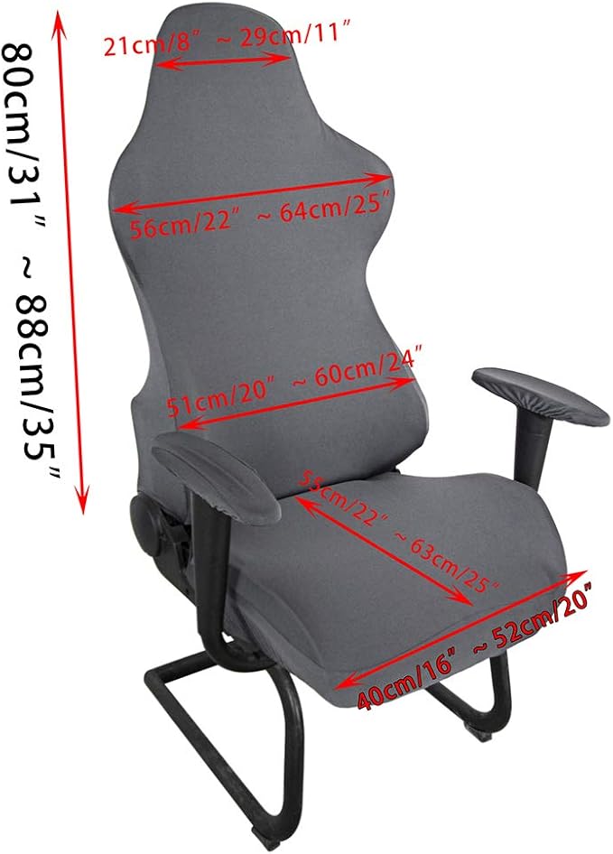BTSKY Ergonomic Office Computer Game Chair Slipcovers Stretchy Polyester Covers for Reclining Racing Gaming Gaming Chair Dark Grey(No Chair)