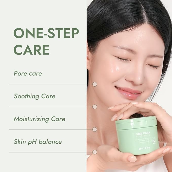 MIZON Pore Fresh Peeling Toner Pads AHA BHA PHA with Tea Tree & Turmeric Extracts, Gentle Exfoliation & Deep Cleansing, Korean Peeling Pads Cotton Soothing Exfoliating Pore Tightening (60 PCS)