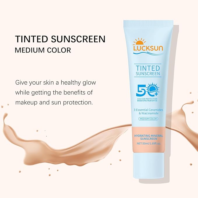 Tinted Sunscreen for Face, SPF 50 2 Pack - Face Sunscreen Lotion,UV Defense, Moisturizing, Travel Size, Medium (50ML)