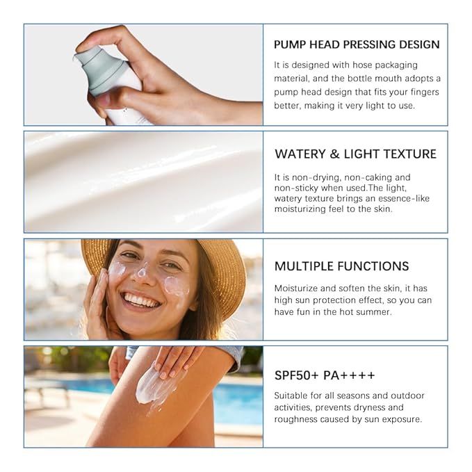 Centella Sunscreen, SPF50+ Lightweight Hydrating Centella Water-Fit Sun Serum for All Skin Type and UV Defense (1Pcs)