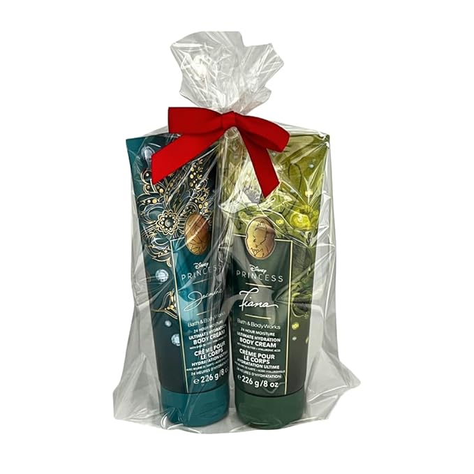 Bath & Body Works PRINCESS COLLECTION Ultimate Hydration Body Cream 2-piece Gift Set with a Bow for Holidays – Full Size – Limited Edition (Tiana & Jasmine)