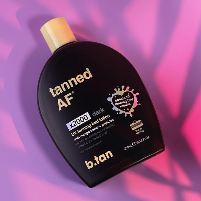b.tan UV Tanning Bed Lotion | Darkest Tanning Lotion - Tinted, Indoor Outdoor Tan Bronzer Accelerator, Best Browning Body Tan Extender, No Sun Protection, 12 Fl Oz