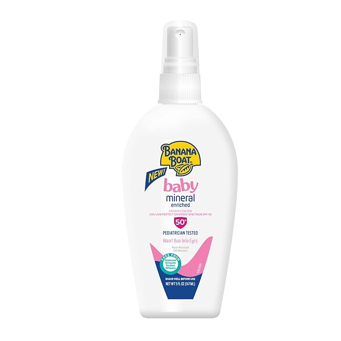 Banana Boat Mineral Enriched Baby Sunscreen Spray SPF 50, 5oz | SPF 50 Spray Sunscreen for Babies, Baby Sunblock, Oxybenzone-Free, 5oz