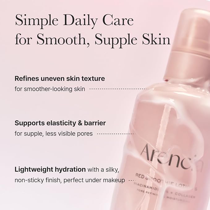 ARENCIA Red Smoothie Lotion 5, Face Moisturizer with Niacinamide 5%, Collagen, Peptide Complex, Hydrating Skin Care, 6.76 fl oz